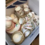 Box of china teaware and pottery