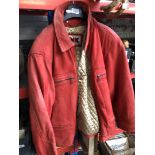 A vintage red leather motorcycle jacket - size Large