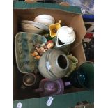 A box of mixed pots and silver plate