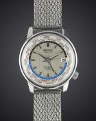 A GENTLEMAN'S STAINLESS STEEL SEIKO WORLD TIME AUTOMATIC BRACELET WATCH CIRCA 1964, REF. 6217-7000