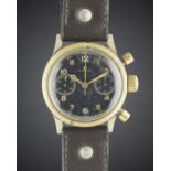 A RARE GENTLEMAN'S GERMAN MILITARY GLASHUTTE TUTIMA LUFTWAFFE PILOTS CHRONOGRAPH WRIST WATCH CIRCA