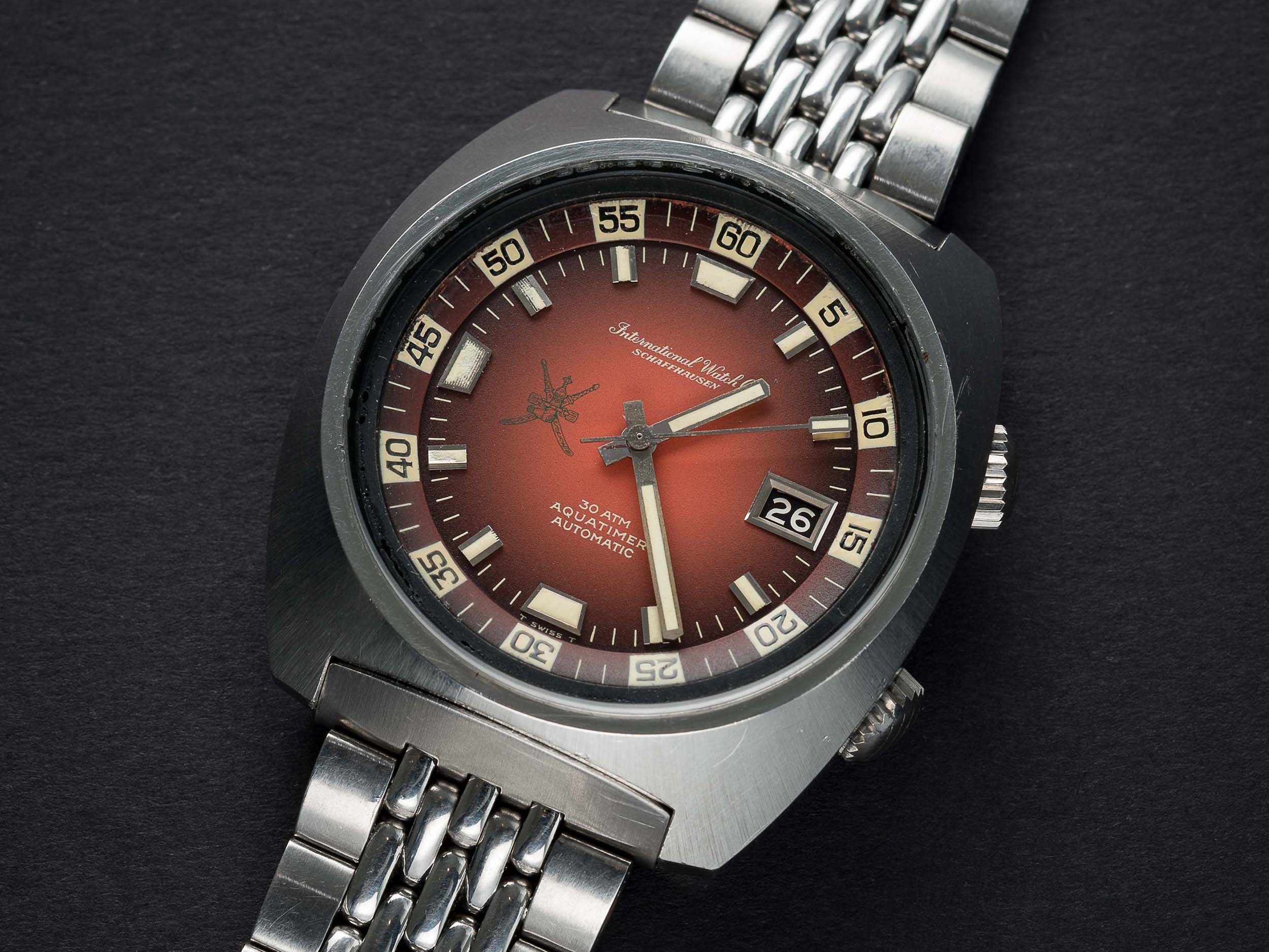 A VERY RARE GENTLEMAN'S STAINLESS STEEL IWC AQUATIMER 30ATM AUTOMATIC DIVERS BRACELET WATCH CIRCA