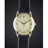 A GENTLEMAN'S 14K SOLID GOLD TIFFANY & CO MOVADO AUTOMATIC WRIST WATCH CIRCA 1950s, REF. 4251