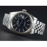 A RARE GENTLEMAN'S STEEL & WHITE GOLD ROLEX OYSTER PERPETUAL DATEJUST BRACELET WATCH CIRCA 1971,