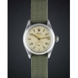 A GENTLEMAN'S STAINLESS STEEL ROLEX OYSTER ROYAL WRIST WATCH CIRCA 1952, REF. 6144 Movement: 15J,