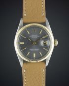 A GENTLEMAN'S STEEL & GOLD ROLEX OYSTER PERPETUAL DATEJUST WRIST WATCH CIRCA 1971, REF. 1601 WITH