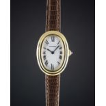 A LADIES 18K SOLID GOLD CARTIER PARIS BAIGNOIRE WRIST WATCH CIRCA 1980s Movement: 17J, manual