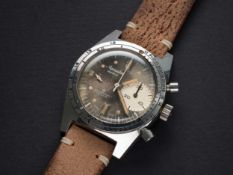 A VERY RARE GENTLEMAN'S STAINLESS STEEL AQUASTAR DEEPSTAR 10 ATM "BIG EYE" DIVERS CHRONOGRAPH