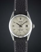 A GENTLEMAN'S STEEL & WHITE GOLD ROLEX OYSTER PERPETUAL DATEJUST WRIST WATCH CIRCA 1970s, REF.