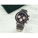 A RARE GENTLEMAN'S STAINLESS STEEL ROLEX OYSTER COSMOGRAPH DAYTONA BRACELET WATCH CIRCA 1979, REF.