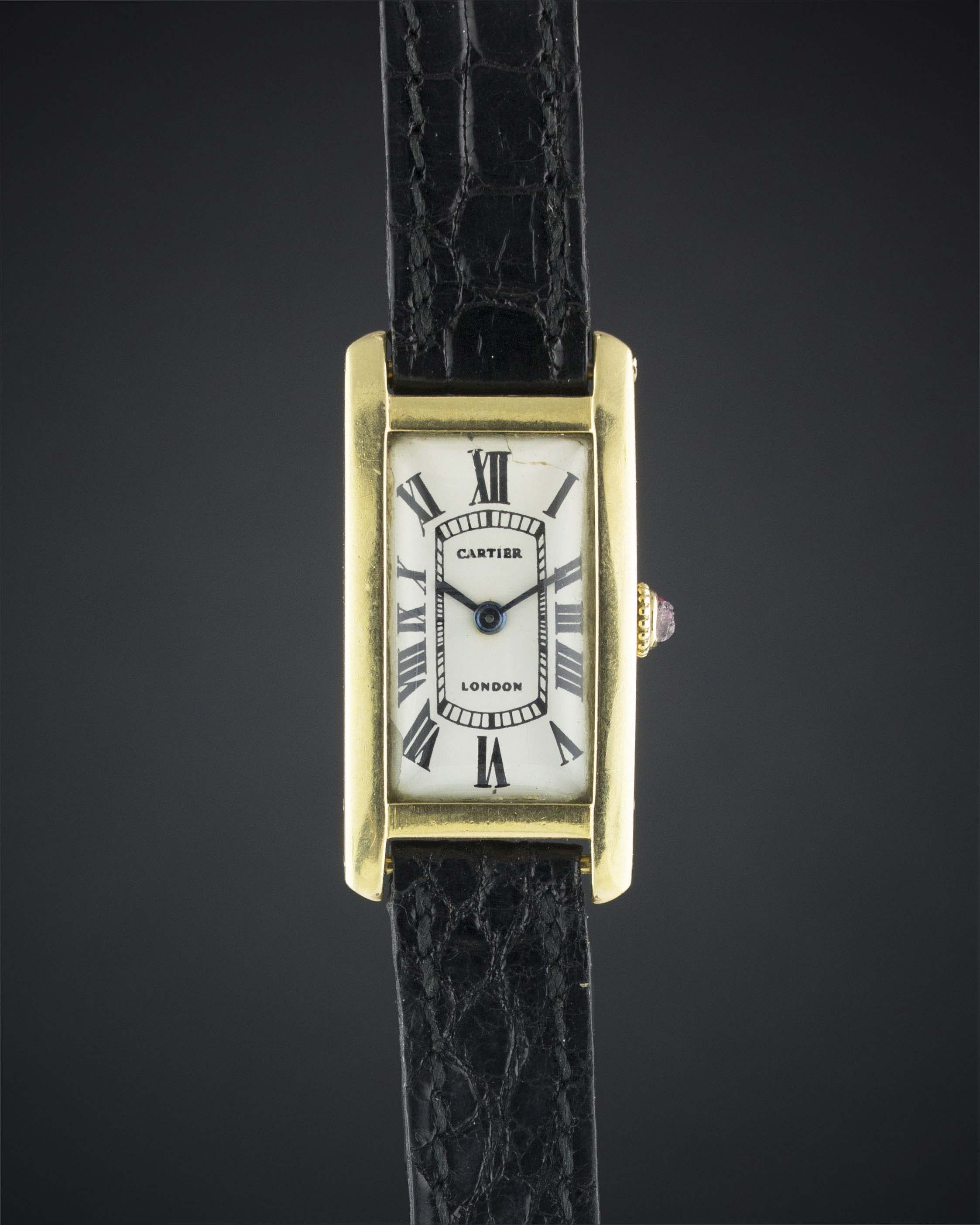 A VERY RARE 18K SOLID GOLD CARTIER LONDON TANK RECTANGULAR WRIST WATCH CIRCA 1969, WITH LONDON - Bild 2 aus 11