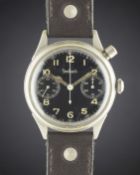 A GENTLEMAN'S GERMAN MILITARY HANHART LUFTWAFFE PILOTS SINGLE BUTTON CHRONOGRAPH WRIST WATCH CIRCA