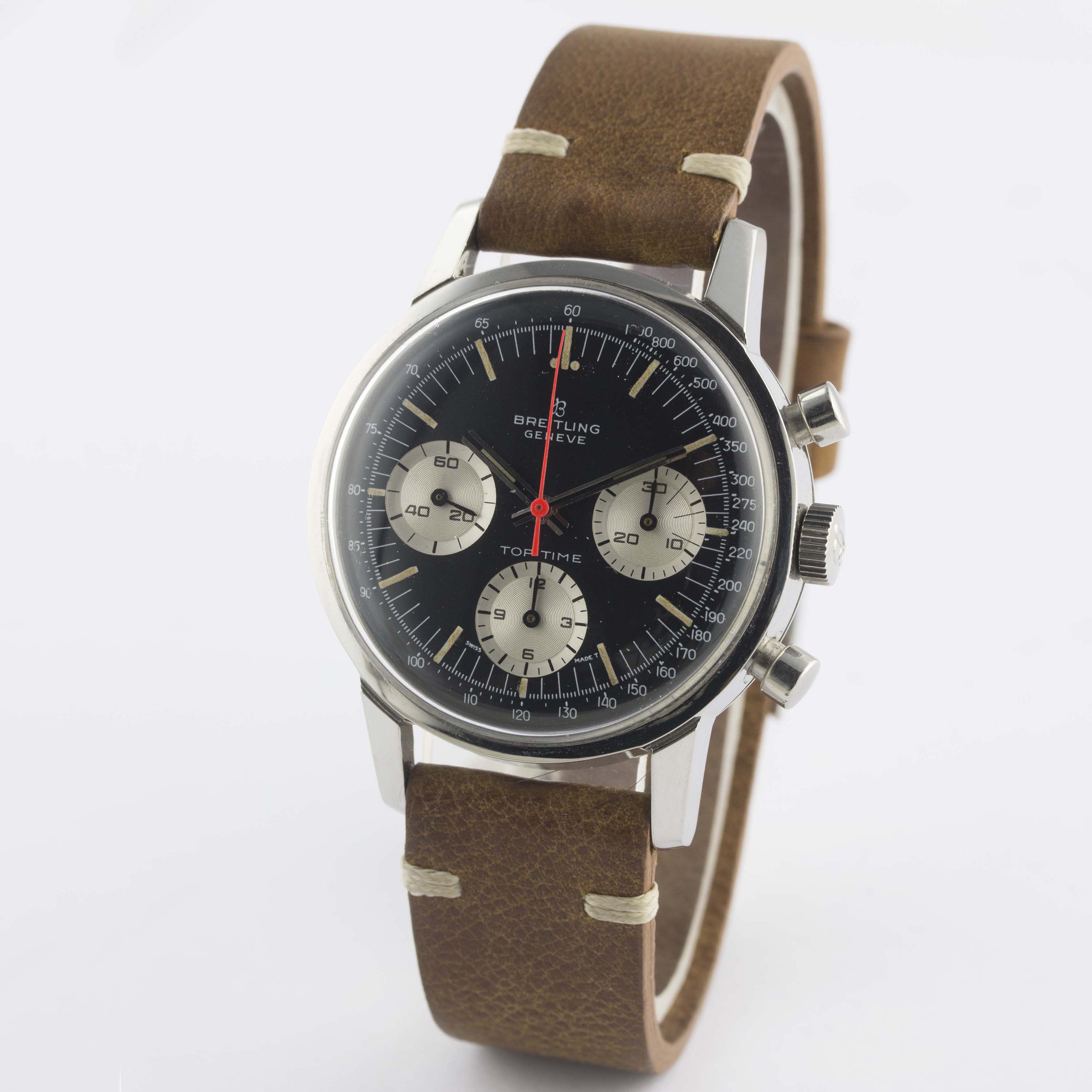 A RARE GENTLEMAN'S STAINLESS STEEL BREITLING TOP TIME CHRONOGRAPH WRIST WATCH CIRCA 1969, REF. 810 - Image 5 of 11
