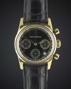 A GENTLEMAN'S 18K SOLID GOLD MANUFACTURE GIRARD PERREGAUX AUTOMATIC CHRONOGRAPH WRIST WATCH CIRCA