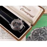 A RARE GENTLEMAN'S STAINLESS STEEL JARDUR BEZELMETER WATERPROOF PILOTS CHRONOGRAPH WRIST WATCH CIRCA