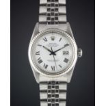 A GENTLEMAN'S STEEL & WHITE GOLD ROLEX OYSTER PERPETUAL DATEJUST BRACELET WATCH CIRCA 1984, REF.