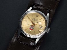 A VERY RARE GENTLEMAN'S STAINLESS STEEL ROLEX OYSTER PERPETUAL DATEJUST WRIST WATCH CIRCA 1982, REF.