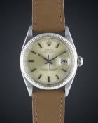 A GENTLEMAN'S STEEL & WHITE GOLD ROLEX OYSTER PERPETUAL DATEJUST WRIST WATCH CIRCA 1961, REF. 1601