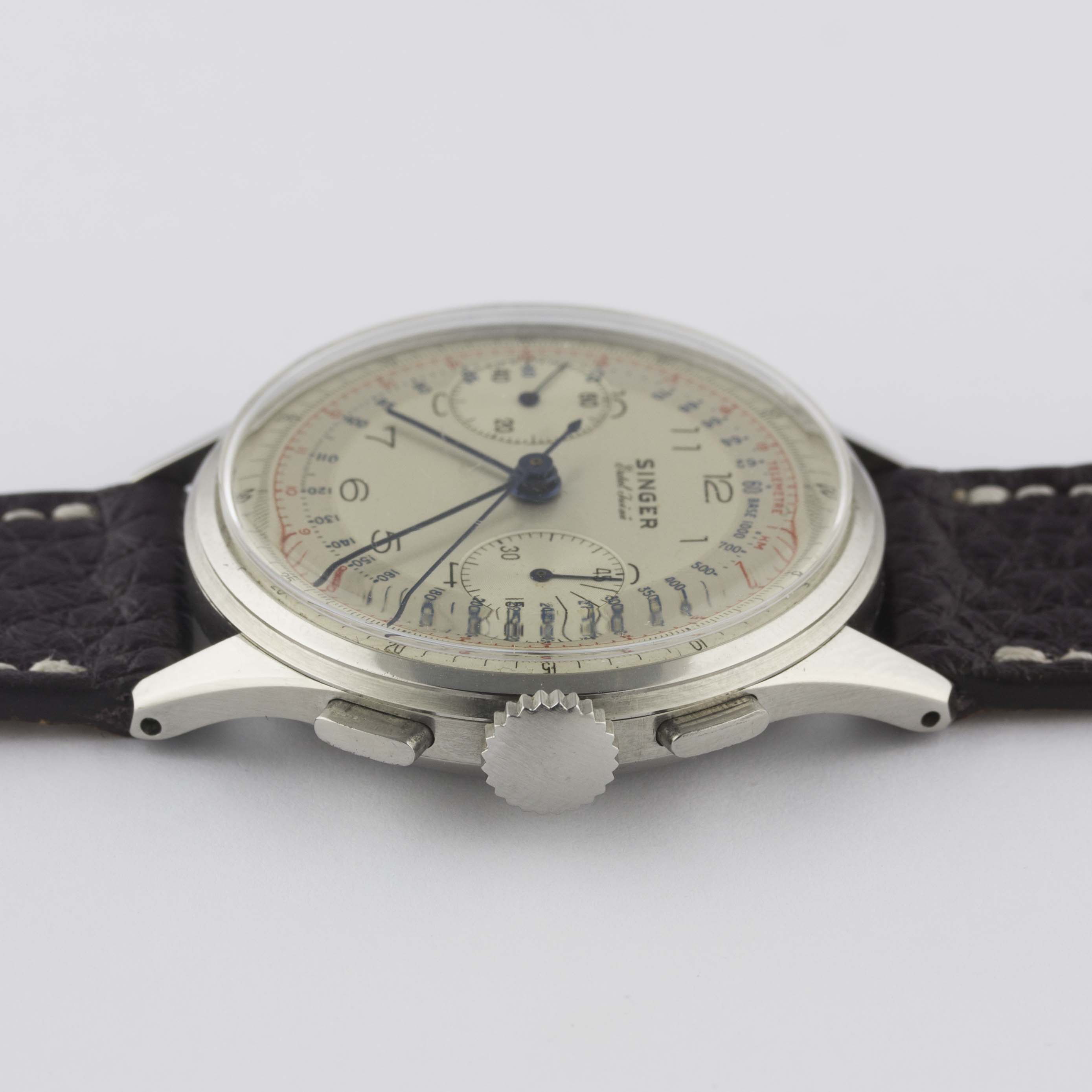 A RARE GENTLEMAN'S STAINLESS STEEL BREITLING SINGER CHRONOGRAPH WRIST WATCH CIRCA 1940s, REF. 760 - Bild 9 aus 10