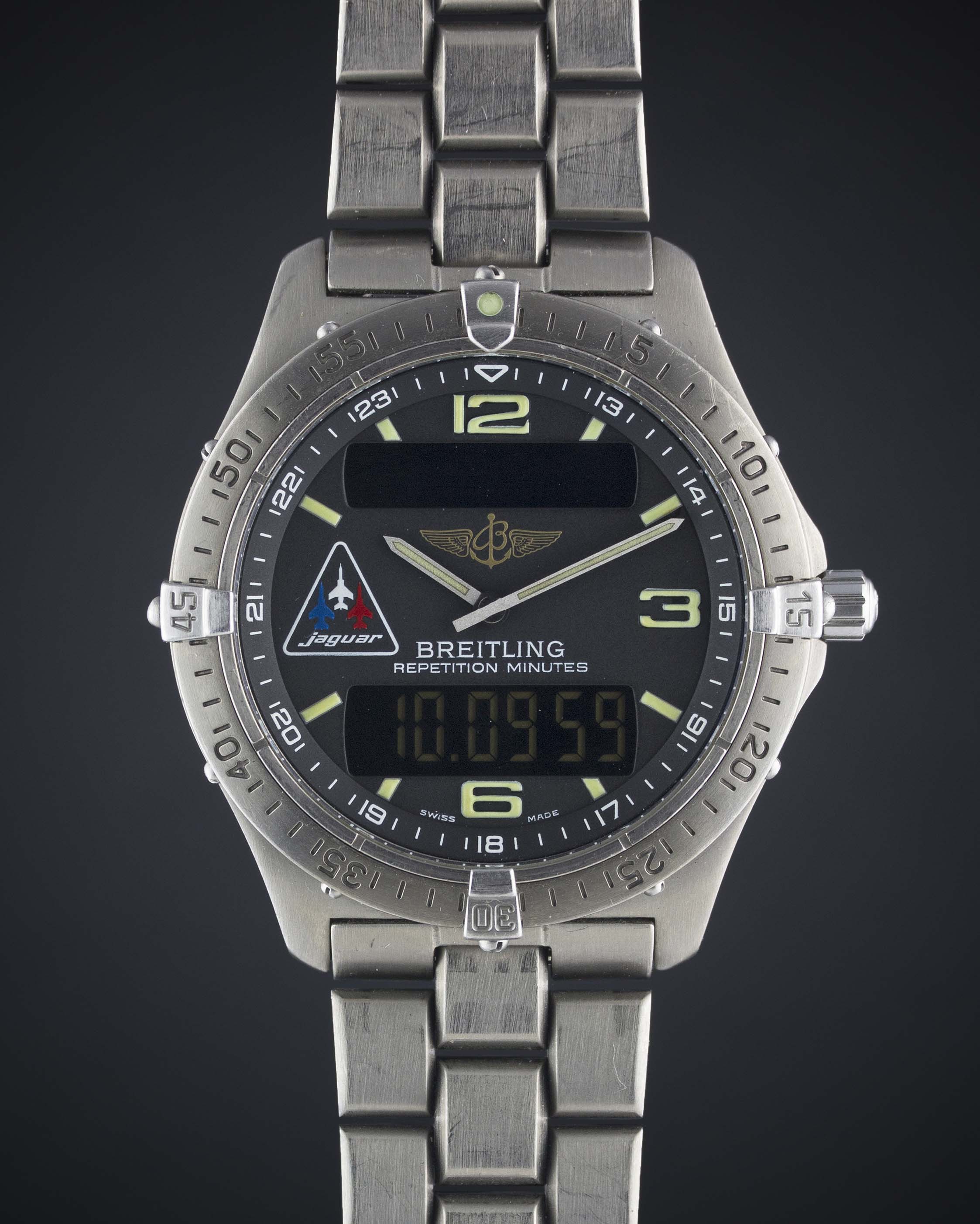 A GENTLEMAN'S TITANIUM BREITLING AEROSPACE REPETITION MINUTES BRACELET WATCH DATED 1997, REF. E65062