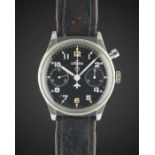 A RARE GENTLEMAN'S STAINLESS STEEL BRITISH MILITARY LEMANIA SINGLE BUTTON ROYAL NAVY PILOTS
