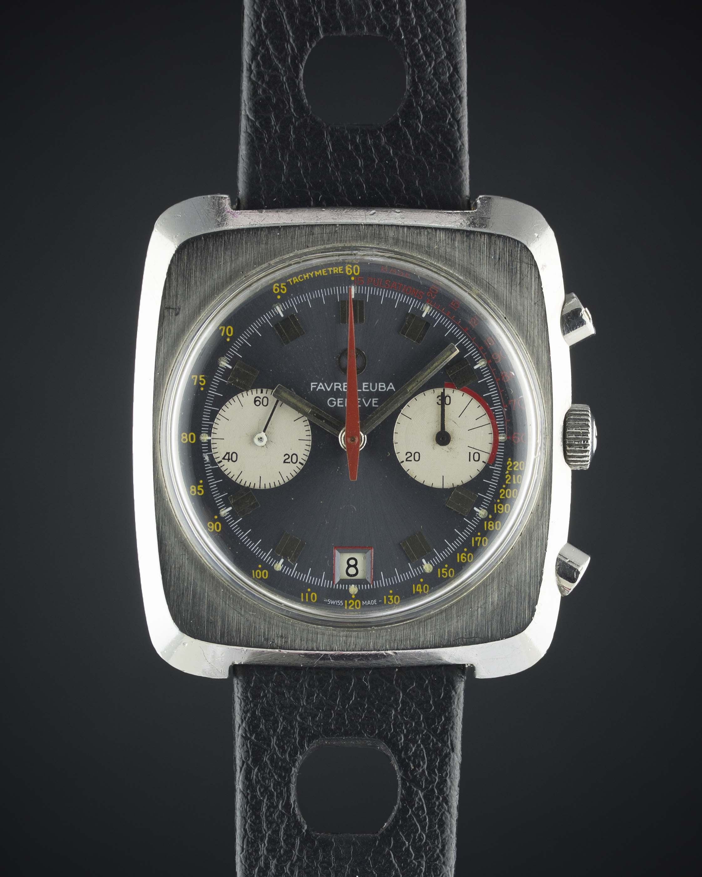 A GENTLEMAN'S STAINLESS STEEL FAVRE LEUBA CHRONOGRAPH WRIST WATCH CIRCA 1970, REF. 31013