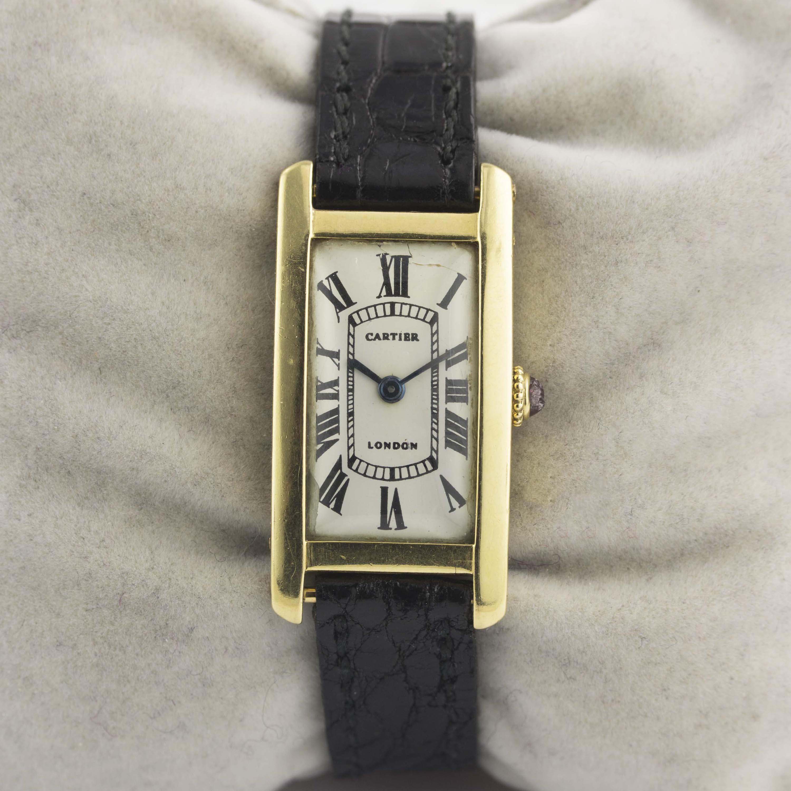 A VERY RARE 18K SOLID GOLD CARTIER LONDON TANK RECTANGULAR WRIST WATCH CIRCA 1969, WITH LONDON - Image 3 of 11