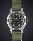 A RARE GENTLEMAN'S STAINLESS STEEL BRITISH MILITARY LONGINES W.W.W. WRIST WATCH CIRCA 1940s, PART OF