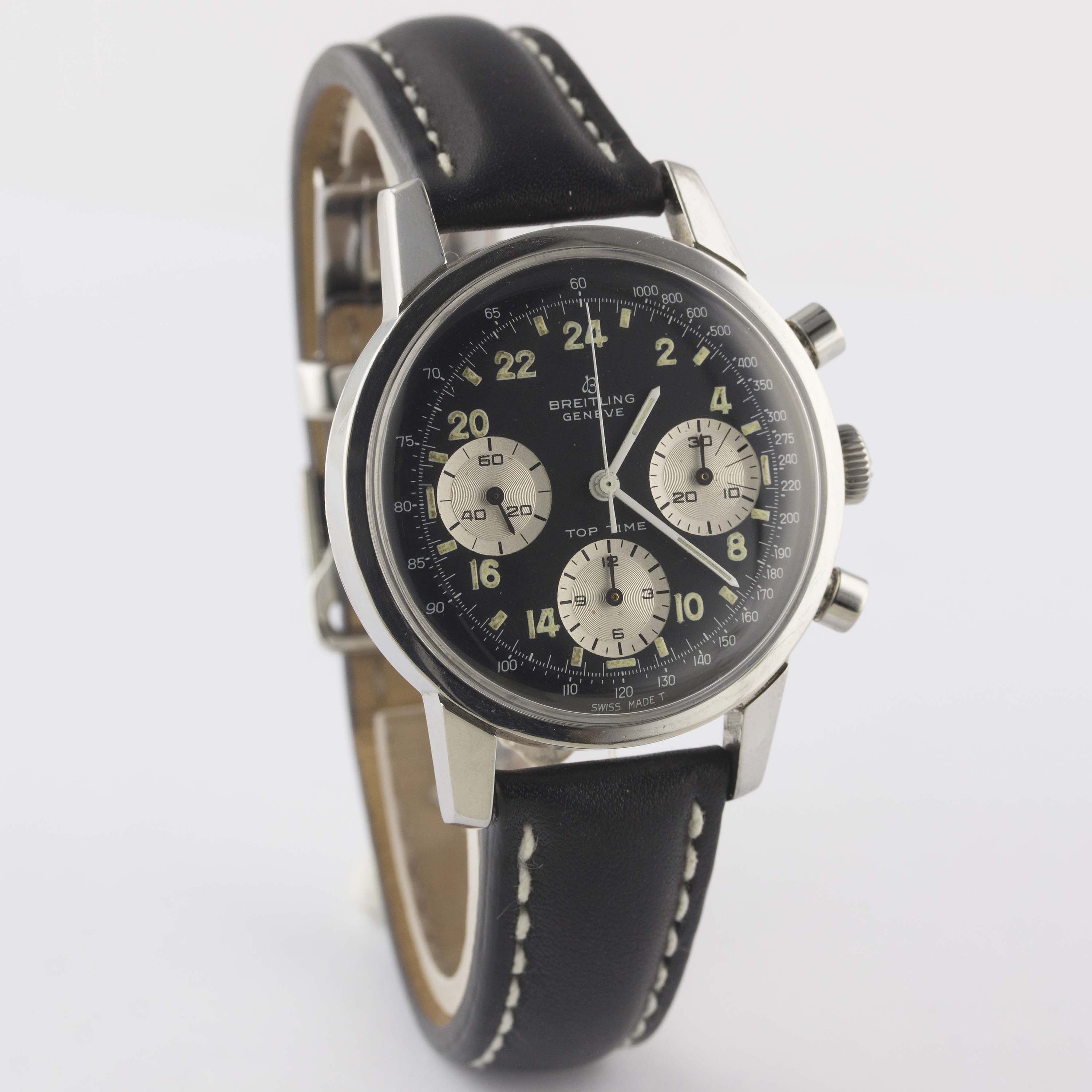 A RARE GENTLEMAN'S STAINLESS STEEL BREITLING TOP TIME 24 HOUR CHRONOGRAPH WRIST WATCH CIRCA 1968, - Image 6 of 12