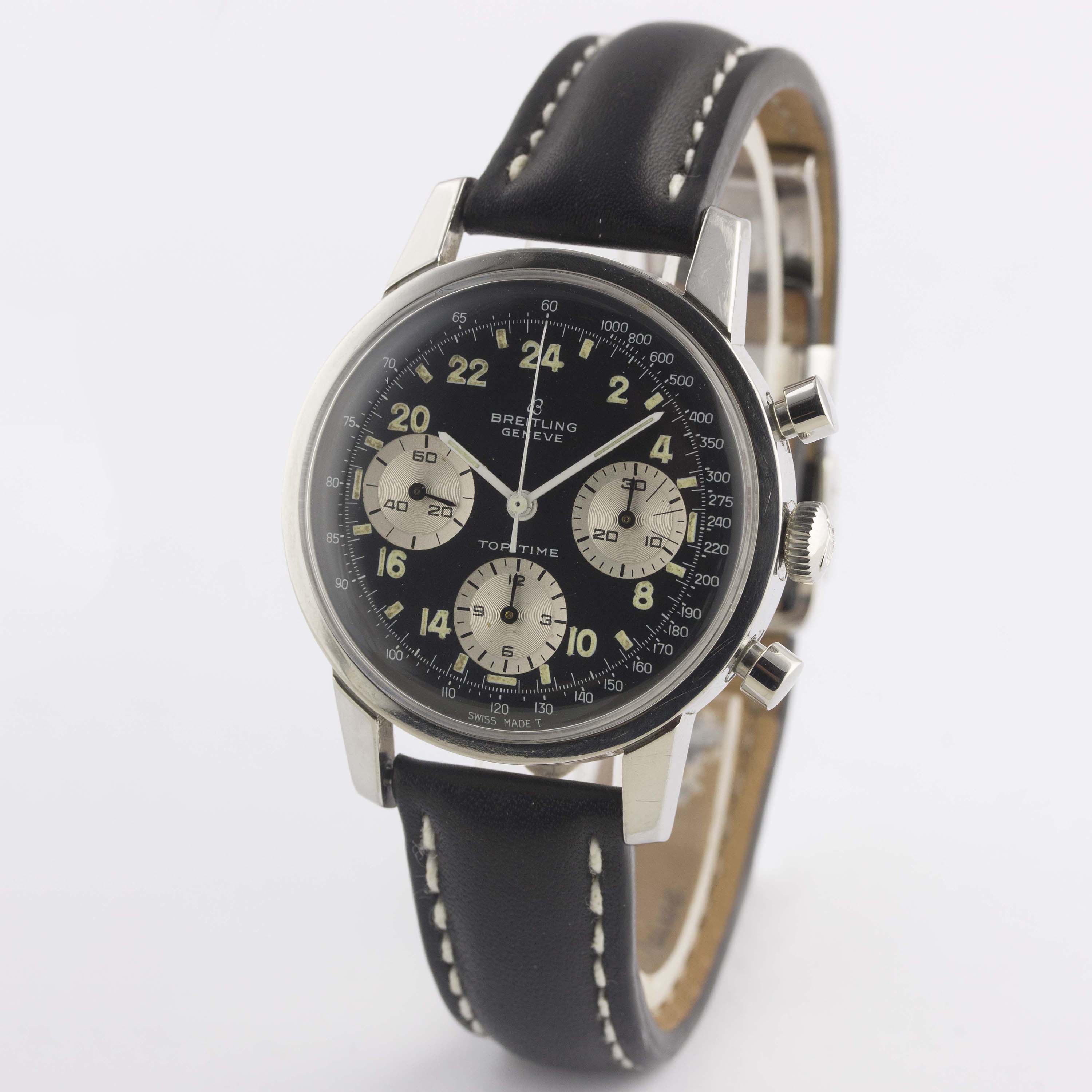 A RARE GENTLEMAN'S STAINLESS STEEL BREITLING TOP TIME 24 HOUR CHRONOGRAPH WRIST WATCH CIRCA 1968, - Image 5 of 12