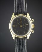 A GENTLEMAN'S GOLD PLATED OMEGA DE VILLE CHRONOGRAPH WRIST WATCH CIRCA 1970, REF. 146.017 WITH