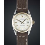 A RARE GENTLEMAN'S STEEL & PINK GOLD ROLEX OYSTER PERPETUAL DATEJUST WRIST WATCH CIRCA 1960s, REF.