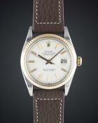 A RARE GENTLEMAN'S STEEL & PINK GOLD ROLEX OYSTER PERPETUAL DATEJUST WRIST WATCH CIRCA 1960s, REF.