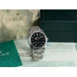 A VERY RARE GENTLEMAN'S STAINLESS STEEL ROLEX OYSTER PERPETUAL EXPLORER "BLACK OUT" BRACELET WATCH