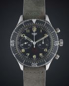 A GENTLEMAN'S STAINLESS STEEL GERMAN MILITARY HEUER "BUND" FLYBACK CHRONOGRAPH WRIST WATCH CIRCA