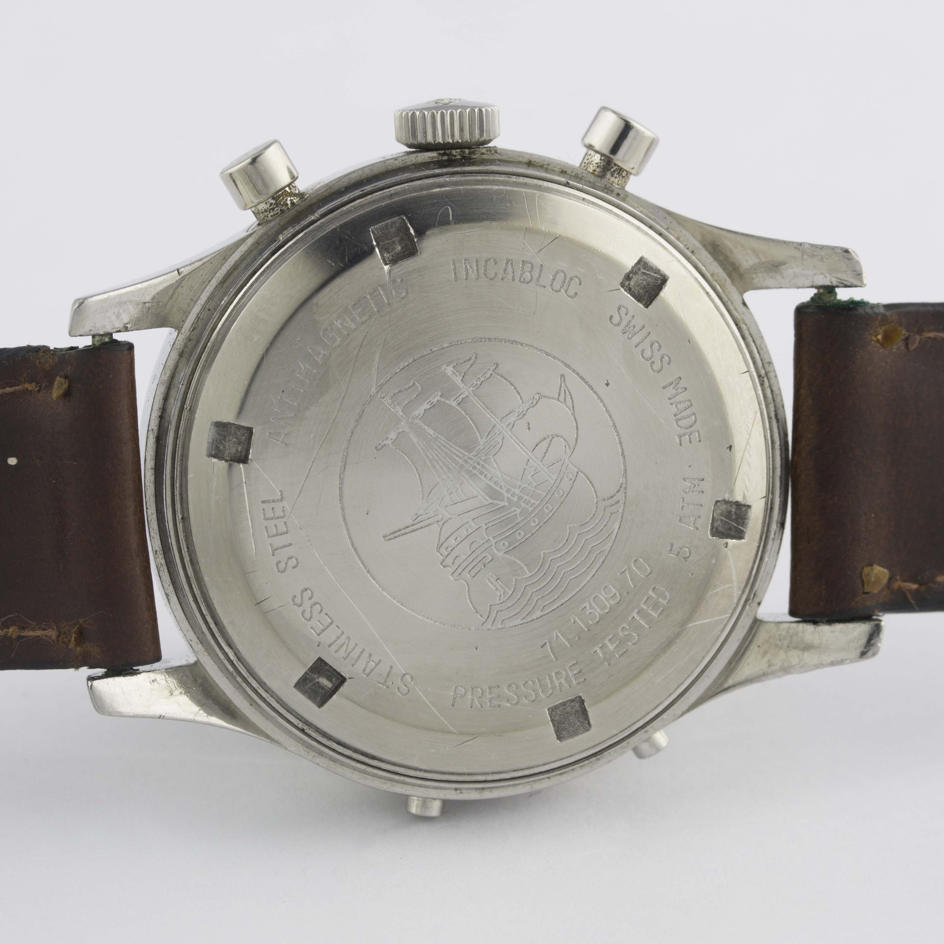 A GENTLEMAN'S STAINLESS STEEL WAKMANN TRIPLE CALENDAR CHRONOGRAPH WRIST WATCH CIRCA 1960s, REF. 71. - Image 6 of 10