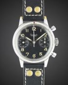 A RARE GENTLEMAN'S GERMAN MILITARY HANHART FLIEGER FLYBACK CHRONOGRAPH WRIST WATCH CIRCA 1957,