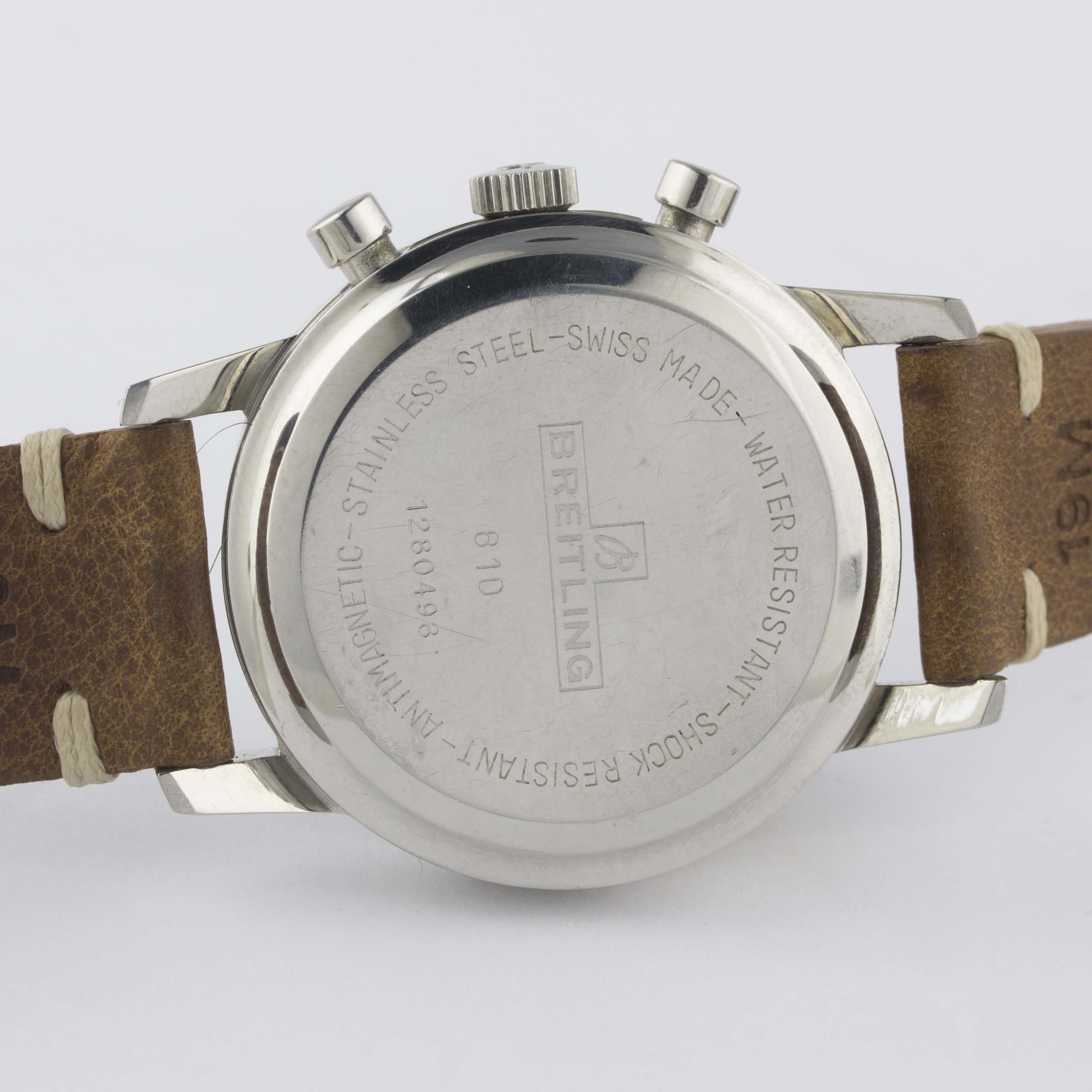 A RARE GENTLEMAN'S STAINLESS STEEL BREITLING TOP TIME CHRONOGRAPH WRIST WATCH CIRCA 1969, REF. 810 - Image 7 of 11