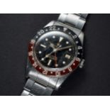A VERY RARE GENTLEMAN'S STAINLESS STEEL ROLEX OYSTER PERPETUAL "BAKELITE" GMT MASTER BRACELET