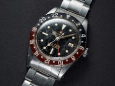 A VERY RARE GENTLEMAN'S STAINLESS STEEL ROLEX OYSTER PERPETUAL "BAKELITE" GMT MASTER BRACELET