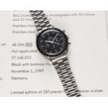 A RARE GENTLEMAN'S STAINLESS STEEL OMEGA SPEEDMASTER PROFESSIONAL CHRONOGRAPH BRACELET WATCH DATED