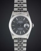 A GENTLEMAN'S STAINLESS STEEL ROLEX OYSTER PERPETUAL DATEJUST BRACELET WATCH CIRCA 1987, REF.