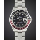 A GENTLEMAN'S STAINLESS STEEL ROLEX OYSTER PERPETUAL DATE GMT MASTER II BRACELET WATCH DATED 2007,