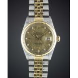 A GENTLEMAN'S STEEL & GOLD ROLEX OYSTER PERPETUAL DATEJUST BRACELET WATCH CIRCA 1984, REF. 16013