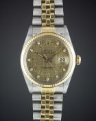 A GENTLEMAN'S STEEL & GOLD ROLEX OYSTER PERPETUAL DATEJUST BRACELET WATCH CIRCA 1984, REF. 16013