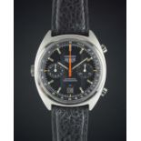 A GENTLEMAN'S STAINLESS STEEL HEUER CARRERA AUTOMATIC CHRONOGRAPH WRIST WATCH DATED 1981, REF. 110.
