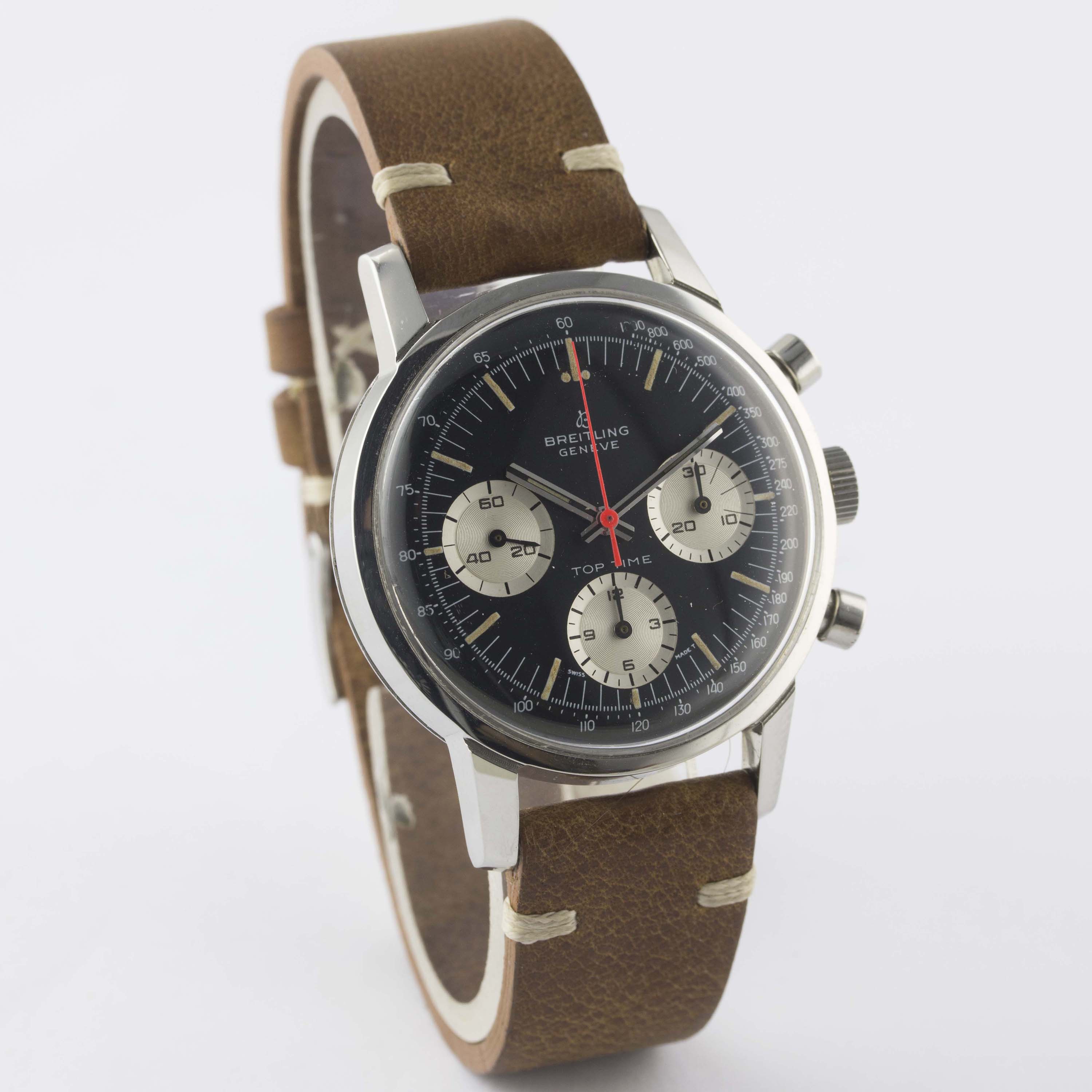 A RARE GENTLEMAN'S STAINLESS STEEL BREITLING TOP TIME CHRONOGRAPH WRIST WATCH CIRCA 1969, REF. 810 - Image 6 of 11