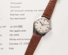 A RARE GENTLEMAN'S STAINLESS STEEL OMEGA RANCHERO WRIST WATCH DATED 1958, REF. 2990 1 WHITE DIAL