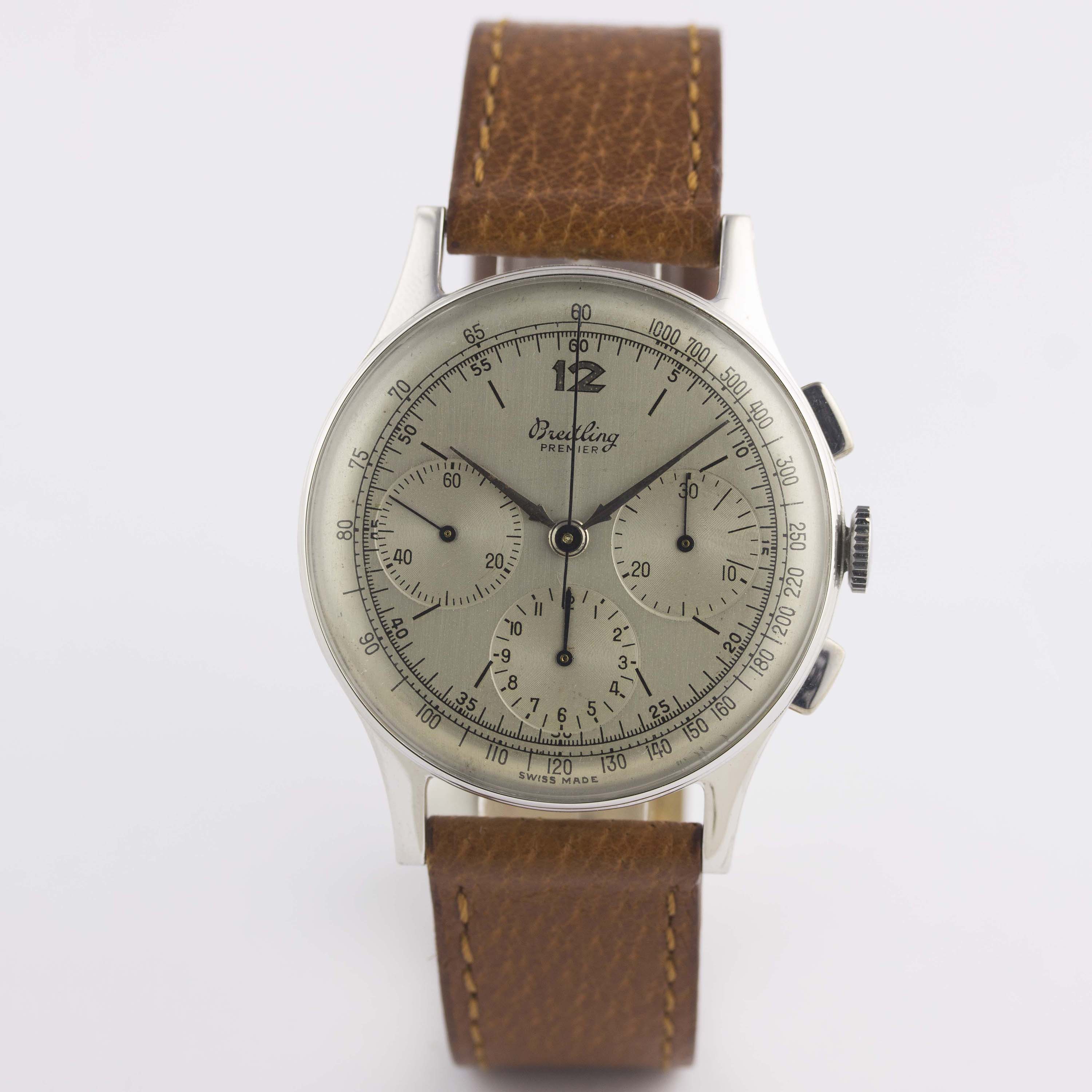 A RARE GENTLEMAN'S LARGE SIZE BREITLING PREMIER CHRONOGRAPH WRIST WATCH CIRCA 1946, REF. 734 - Image 2 of 9