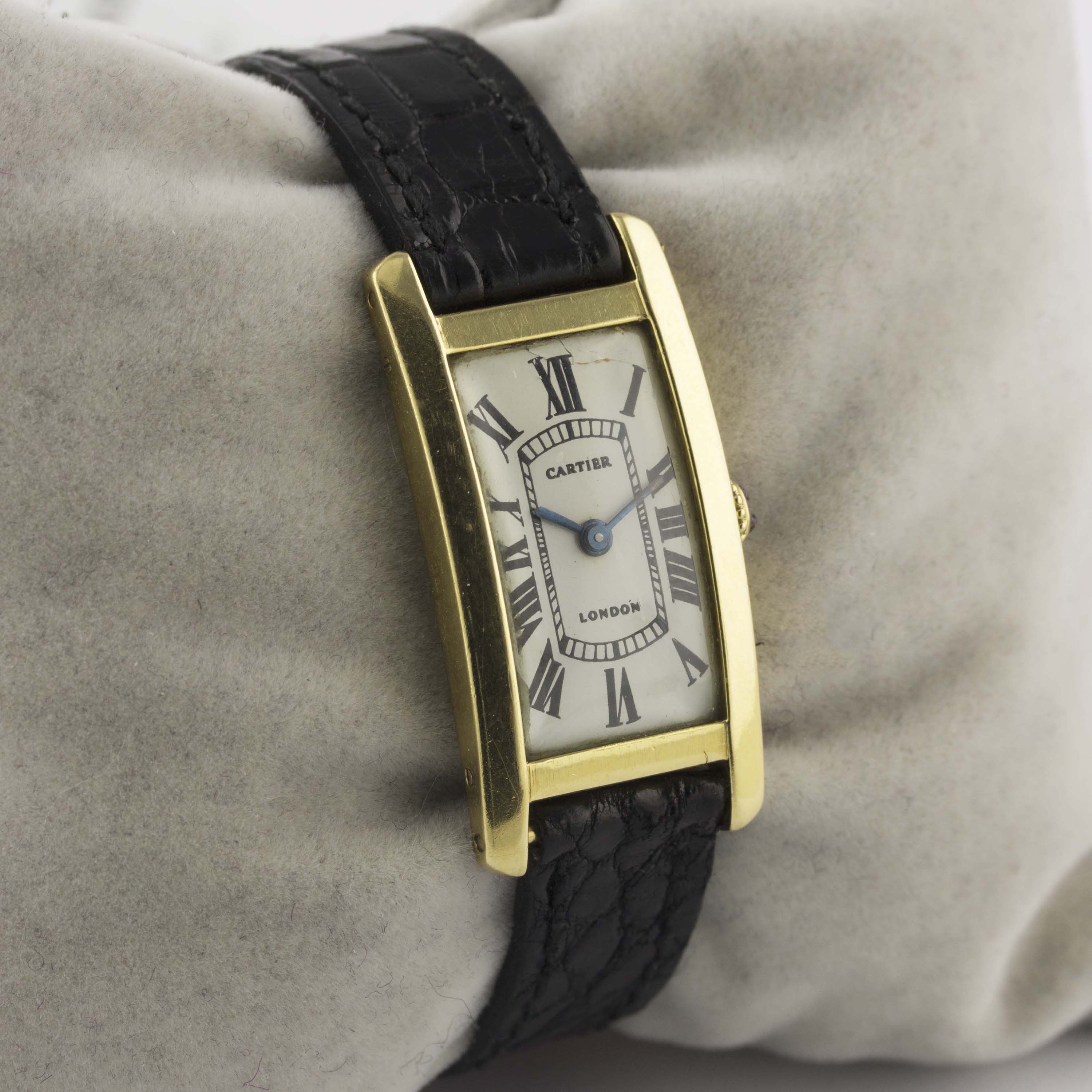 A VERY RARE 18K SOLID GOLD CARTIER LONDON TANK RECTANGULAR WRIST WATCH CIRCA 1969, WITH LONDON - Image 5 of 11